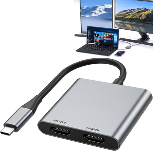 USB C zu Dual HDMI Adapter - Docking Station 4K @60hz für Laptop HP Dell Surface Lenovo Thinkpad MacBook Pro Air und Mehr