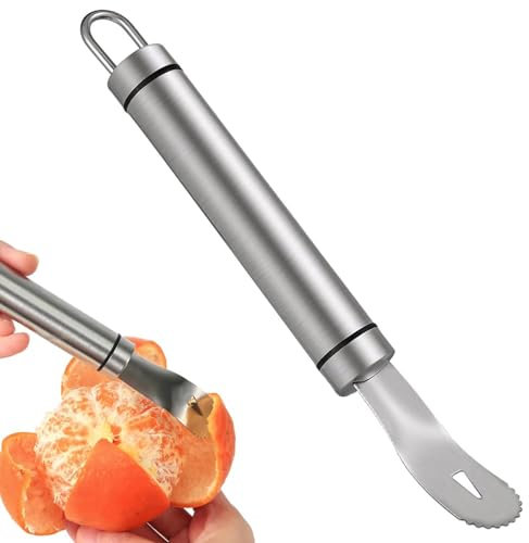 Stainless Steel Orange Peeler, Long Handle Serrated Citrus Peeler Orange Slicer Easy Fruit Opener Peeling Tool Multifunctional Kitchen Gadget for Lemon, Pomegranate, Grapefruit