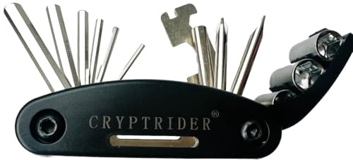 CRYPTRIDER 16-in-1 Bicycle Multi-Tool – Compact Portable Bike Repair Kit with Hex Wrenches, Screwdrivers, Socket Wrenches and Spoke Tool
