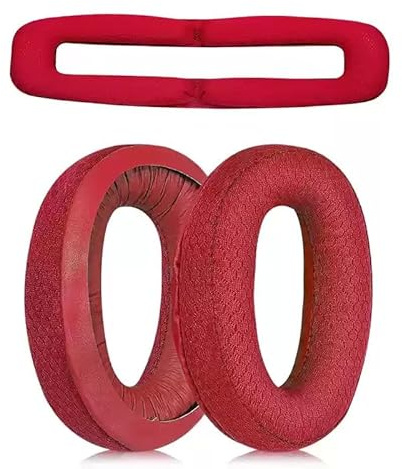 GSP300 Ersatz-Ohrpolster passend für Sennheiser GSP301 GSP302 GSP303 GSP350 GSP370 GSP 300 301 302 303 350 370 Kopfhörer (rotes Netzgewebe, 1 Set)