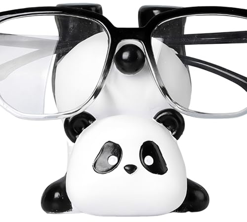 Qkbuza Lindo soporte de gafas, titular de anteojos de animales - Resin Panda Shape Sporter de anteojos - Organizador de anteojos decorativos divertidos para escritorio, mesita de noche, mesita de