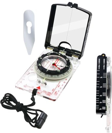 Boussole de randonnée | Boussole avec miroir pour chasse - Outil d'orientation portable pour la montagne, la navigation et les activités de plein air