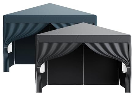 PopUp lusthustält justerbar höjd trädgårdsbaldakin solskydd bröllopspaviljong bärbart utomhusskydd 3 x grå med sidor perfekt för evenemang och bakgårdssammankomster