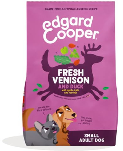 Edgard & Cooper Crochette Cani Adulti Senza Cereali Per Cani Di Taglia Piccola (3kg), Cervo e Anatra Freschi, Ricetta Ipoallergenica Con Mela, Cavolo Riccio e Rosa Canina, Senza Farine Di Carne