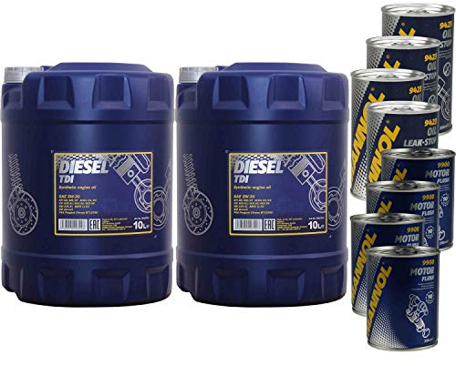 20L d'huile moteur MANNOL Diesel TDI 5W-30 4x MANNOL Leak-Stop ADDITIF+Nettoyant moteur