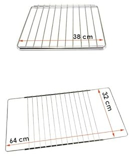 JCSARES® - Griglia graticola universale forno elettrico gas cucina larghezza 32 cm larghezza estendibile da 38 a 64 cm fissaggio a molla compatibile con Candy Rex Hotpoint Whirlpool Electrolux