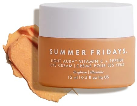 Summer Fridays Crème contour des yeux Light Aura à la vitamine C et aux peptides - Crème éclaircissante pour les yeux, hydratante et éclaircissante
