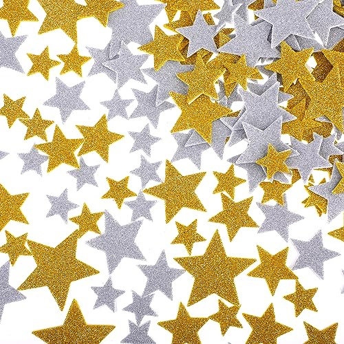 Ouligay 200 adesivi glitter in schiuma a forma di stella, autoadesivi, decorazione per la laurea, forme di stelle, adesivi brillanti per artigianato, biglietti, hobby, album