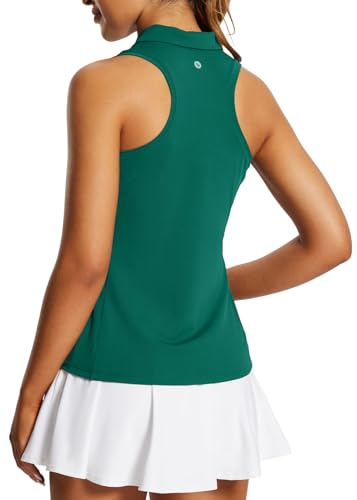 baleaf Women's Golf Shirts Tank Tops Sleeveless Tennis Polo Racerback with Zipper Collar Athletic Tanks Quick Dry Sublime Green XS