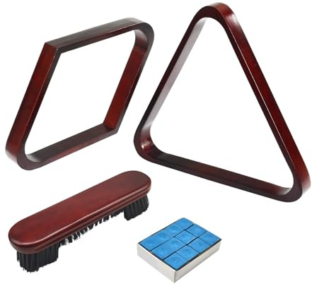 MoyanSuper Solid Wood Pool Ball Triangle Rack, Pool Table Ball Holder Positioning Rack,2-1/4 Pool Ball Rack (Burgundy Triangle & Diamond Rack)