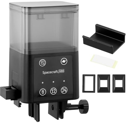 QWORK® Automatischer Fischfutterautomat - 320 ml Fassungsvermögen, 3 Fütterungsmodi (8H, 12H, 24H), Feuchtigkeitsgeschütztes Design - für Aquarium und Teich