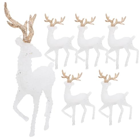 Topperfun 6 Piezas Decoraciones Navideñas De Renos Adornos De Escritorio Figuras De Alce De PláStico Para DecoracióN De Fiesta Y Escena Navideña En Hogar U Oficina