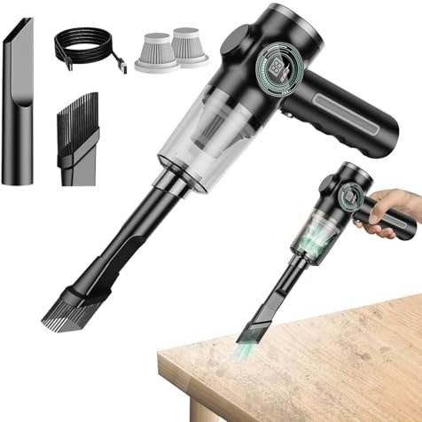 Aspiradora de mano para coche | Aspiradora de mano potente de succión de 29000 kpa, aspiradora de mano ligera y pequeña con mango giratorio, asiento de coche, aspiradora para el hogar, teclado,