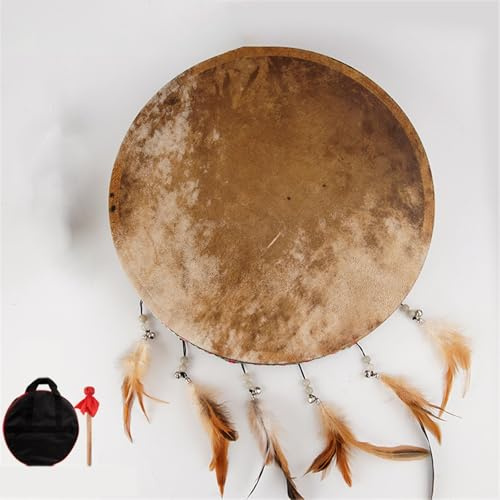 HAGJII Tamburo Sciamanico Con Pelle Di Bufalo Design Nativo Americano, 16/18/20 Pollici Tamburo Rituale E Musica Spirituale Fatto A Mano Tamburo A Cornice, Tamburo A Mano(Original color model 40cm)