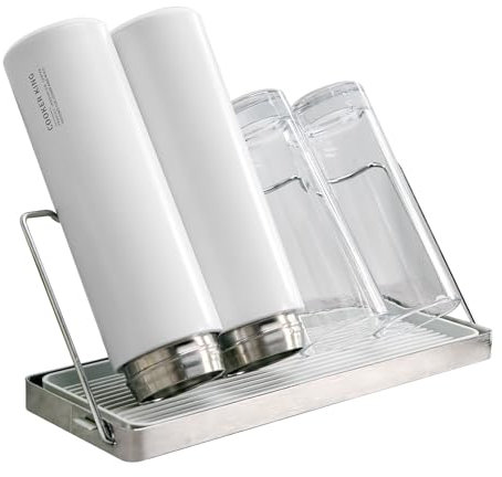 Jekero Scolabottiglie Acciaio Inox 304, Scola Bottiglie Pieghevole per Scolare, Organizzatore da Cucina con Vassoio Rimovibile per Scolare Bottiglie d'acqua, Biberon e Bicchieri