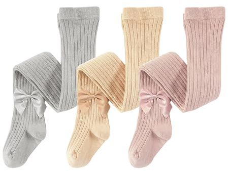 Neteson 3 Paires Collants Fille Coton Respirant Thermiques Chaussettes Bébé | Tricotées Leggings Bas Sans Couture