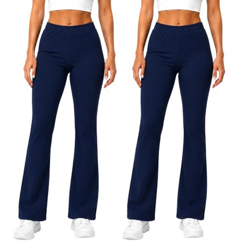 FAIRY TRENDZ Womens Trousers Ladies Bootcut Flared Leggings | Pull On Stretch Fit, Elasticated Waist, Pack of 1, 2 or 3, Smart Office & Casual, Nursing & Uniform Wear, Sizes 10-24