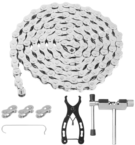 Cadena de Bicicleta de 6/7/8 Velocidades, 1/2 x 3/32 Pulgadas, 116 Eslabones, juego de Cadena de Bicicleta con Cierre de Cadena, Extractor de Eslabones, Alicates para Cierres