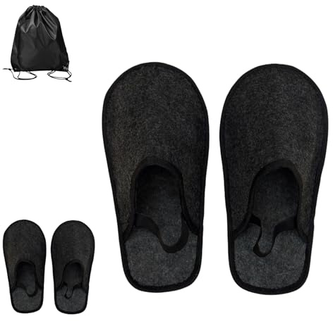 Xlabor Pantofole da museo in feltro con elastico, con custodia, colore grigio scuro, grigio scuro, 2 paia, 47/50 EU