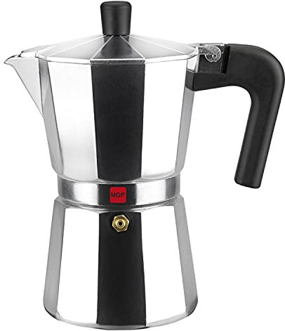 MAGEFESA Kenia - Cafetera Italiana 9 Tazas, Aluminio Esmaltado, Manejo Cómodo, Cocinas de Gas, Vitrocerámica y Eléctricas, NO APTA PARA INDUCCIÓN