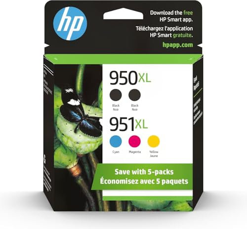 HP 951XL / 950XL Tintenpatronen mit hoher Reichweite (Cyan, Magenta, Gelb, Schwarz) 4er-Pack - Original Tinte für gestochen scharfe, lebendige Drucke
