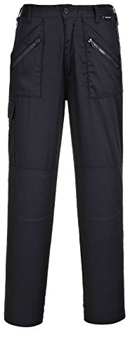 Portwest S687 Arbetskläder Action Byxor Elastisk Midja 11 Fickor Polybomull | Svart, M, UPF 40+, Normal Passform, 11 Allfickor, Totalt 11 Förvaringsfickor, Kingsmill Tyg, 2 Bakfickor med Dragkedja, M/L