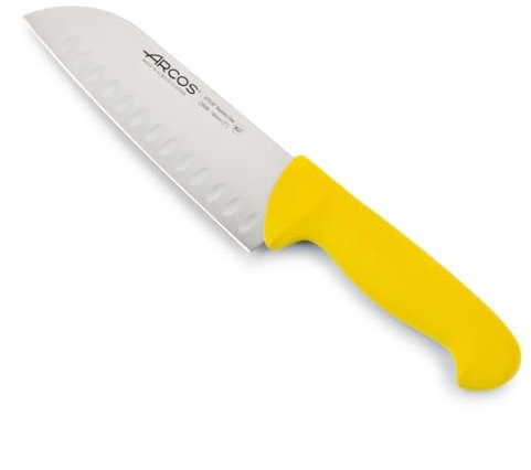 Arcos Serie 2900 - Coltello Santoku Coltello Giapponese Coltelli asiatici - Lama Acciaio Inossidabile Nitrum 180 mm - Manico Polipropilene Colore Giallo