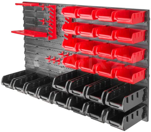 KCT 46 Pcs Wall Mount Tool Rack Organiser Garage DIY Bin Storage Panel Shelves