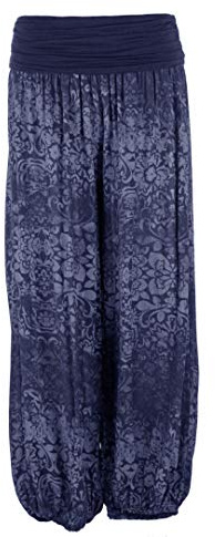 TEXTURE Ladies Womens Italian Lagenlook Floral Print Viscose Boho Harem Ali Baba Trouser Pants Joggers One Size