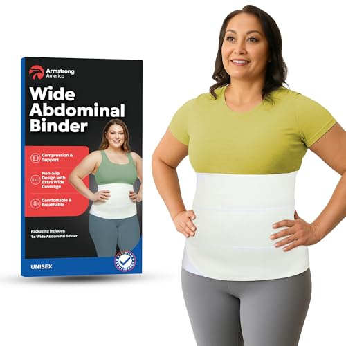 Abdominal Binder Post Surgery Tummy Tuck | Postpartum Belly Band Wrap | Post C Section Belly Binder | Stomach Compression Hernia Belt For Men or Women After Pregnancy Hysterectomy White XXL