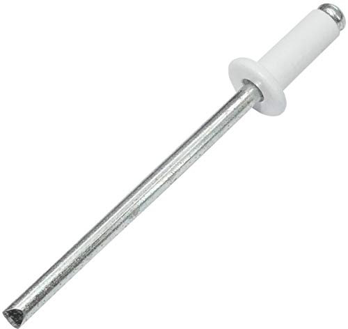 AERZETIX - C48083 - Satz von 50 Blindnieten standard blindniet Ø4x10mm - farbe reinweiß RAL 9010 - DIN 7337 - popnieten - nieten mit bruchfest stange - aus stahl aluminium