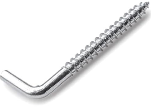 35mm L Hooks Screw in (Pack of 5) Hook Heavy Duty Square Cup Metal Hanger Picture Hanging Dresser Outdoor