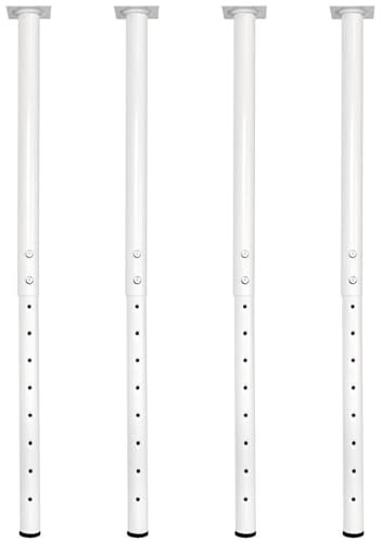 QLLY Tischbeine Metall Weiß 4 Stück Schreibtischbeine Höhenverstellbar 60-100cm Möbelfuß Hochbelastbares Metall Tischbeine Geeignet Tischfuß für Heimbüro Schreibtisch Arbeitsplatten (4, Weiß)