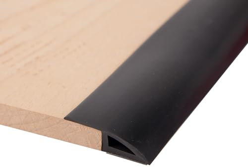 1M Übergangsprofil Selbstklebend PVC Übergangsleiste türschwellen leiste übergangsleiste selbstklebend Abschlussprofil Tür Schwellen höhenausgleichsprofil Höhe zwischen 7-10 mm (Schwarz)