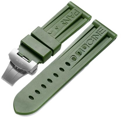 24mm Rubber Watch Band fit for Panerai PAM Strap Black Silicone Belt Butterfly Clasp Folding Buckle Withlogo Men Watch Accessories