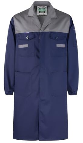 Oralidera Camice da Laboratorio da Uomo Blu da Lavoro Camicia Meccanico Manica Lunga Camice da Officina Giacca da Lavoro, Grigio, XL