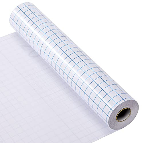 Tunejoy Pellicola di Trasferimento in Vinile, Fogli Autoadesivi Trasferibile Film con Griglia di Allineamento Blu, Tack Medio Application Tape per Decalcomanie, Cartelli, Pareti 30cm x 15m