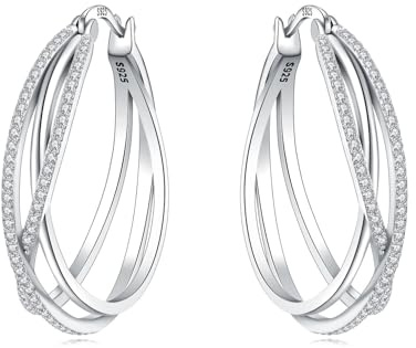 CYMYSS 925 Sterling Silver Hoop Earrings for Women Hypoallergenic Sterling Silver Huggies Earrings for Women