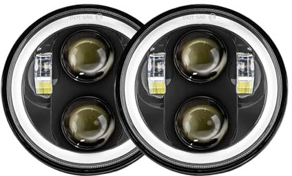 DKPMWD Phare Moto Lot 2 Projecteurs Phares À LED 5,75 Pouces pour Triumph pour Rocket III 3 Et pour Speed ​​Triple Et pour Street Triple 5 3/4 Phare Moto LED(40W Halo Black)