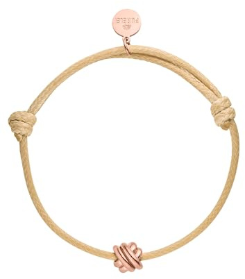 Purelei Aloha Knoten-Armband – Verstellbares Textil-Armband in Beige mit Symbol-Anhänger – Edelstahl vergoldet – Gold/Silber/Roségold – max. 12 cm (Rosegold)