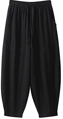 Generisch Pantalones de chándal para hombre, pantalones casuales sueltos y rectos, de algodón, pantalones bombachos de verano, pantalones casuales, transpirables