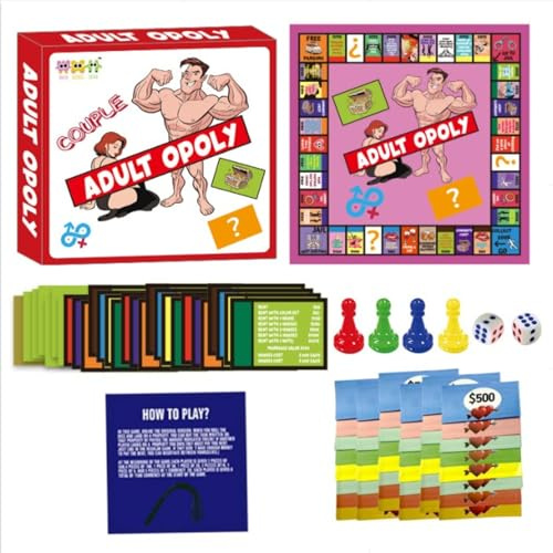 Jueg de Mes para Parejas, Juego de Cartas para Dos Jugadores, Juego de Mesa Mejorado para Adultos, Juego de Fiesta para Parejas, Juego de Mesa Monopoly para Ocio y Entretenimiento en casa (Rosa)