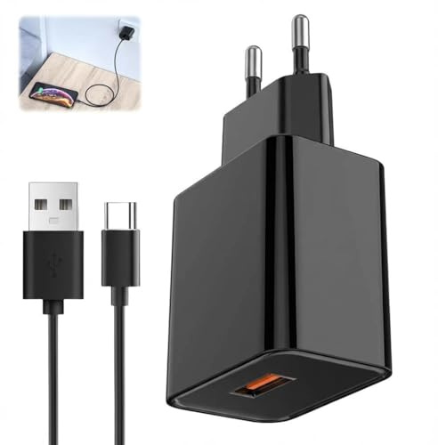 Universale Alimentatore di Rete 5V 2A con Puerto USB C Cable de Carga Rápida Tipo C de 2M y 2 A Compatible con Smartphone/Auriculares/Android/iPhone//Honor/Samsung Galaxy/xiao
