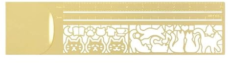 Brass Ruler, Cute Cat Ruler, Guides for Straight Lines | Cute Cat Silhouette Template for Christmas, Birthdays, Holidays, Indoors, Outdoors, Offices, Party