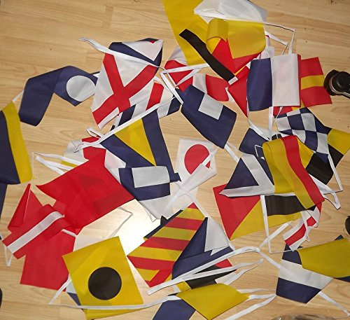 AZ FLAG - Fahnenkette Flaggenalphabet 13 Meter Mit 40 Flaggen - 21x14 cm - Signaltabelle Girlande Flaggenkette 14 x 21 Cm