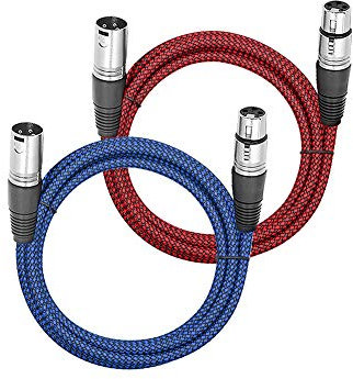 LoongGate Cable equilibrado de audio XLR macho a hembra de 3 pines trenzado de nailon trenzado blindado profesional (1 m, 2 unidades)