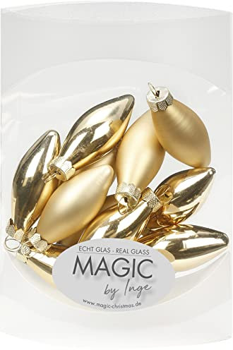 MAGIC 10 Diamanten 4,5cm Glas Weihnachtsschmuck Weihnachtsdeko Christbaumkugeln Christbaumschmuck 45mm (Brokatgold Gold)