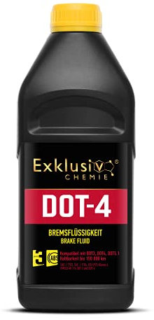 Exklusiv Chemie Bremsflüssigkeit DOT-4 1000ml | Für Bremssysteme mit ABS,TCS und ESP/DSC | Brake Fluid in Markenqualität | Optimierte Bremsleistung