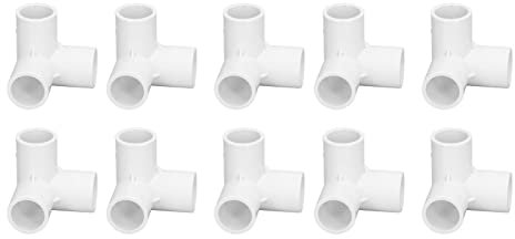 PVC Pipe Connector, 3 Way PVC Pipe Fittings, Elbow Joint Plastic Right Angle Tee Corner Connector 20mm Inner Diameter 10PCS for Build Heavy, Fittings(White)