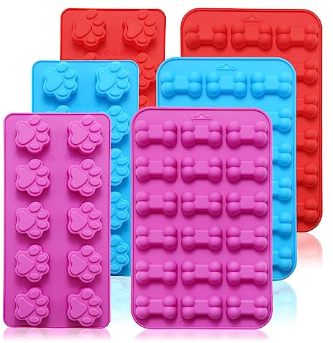 6PCS Silicone Molds Puppy Dog Paw and Bone, Elegant Chocolate Molds for Baking, Non-Stick gummy molds, Dog Treat Molds, Used for Chocolate, Candy,Pudding, Jelly,Ice Cube,Biscuits,Dog Treat by AOULELA